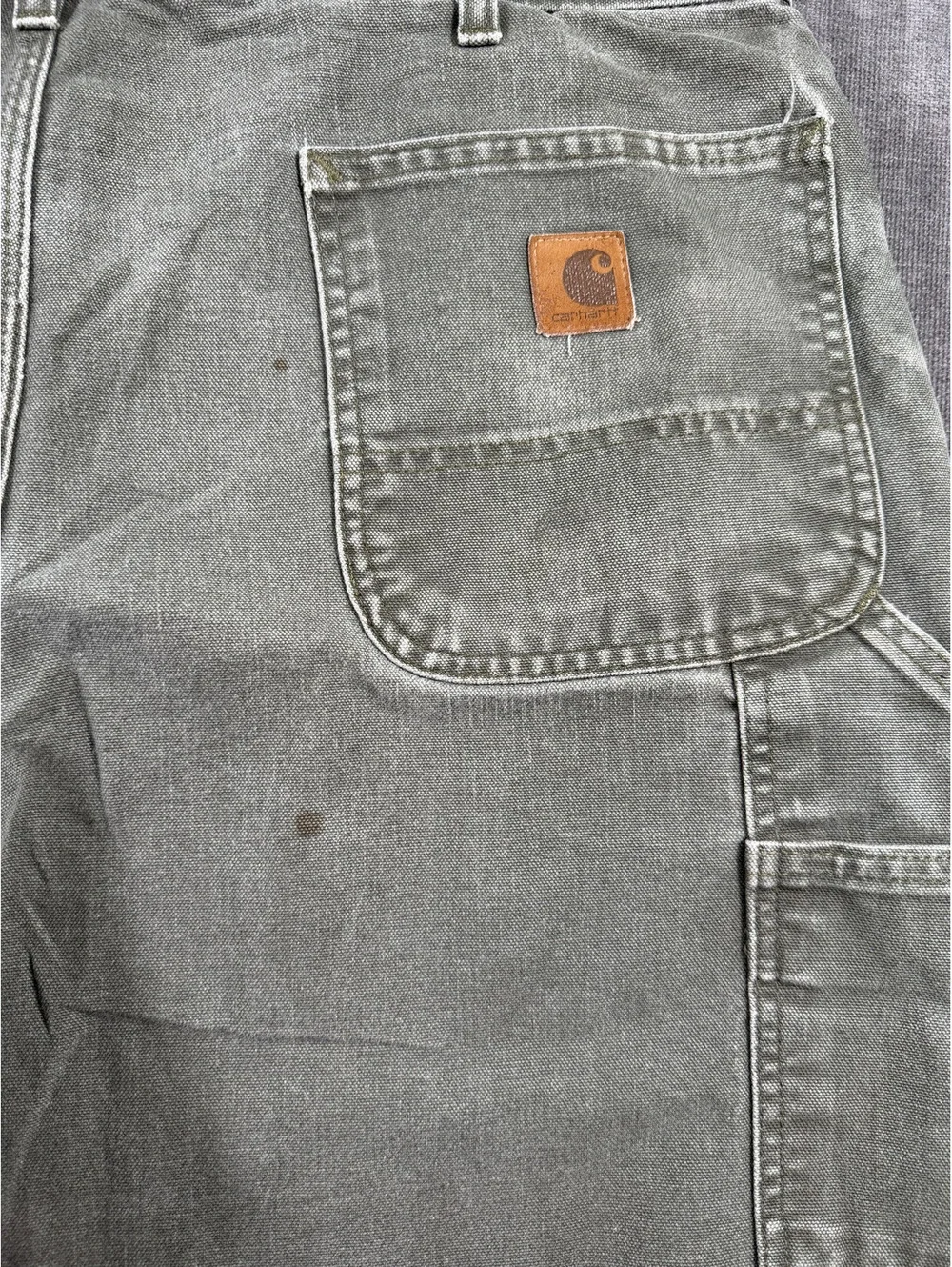 Vintage Carhartt B11 Faded Moss Green Carpenter Work Jeans, Size 38x32